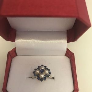 Gems of London sapphire and pearl ring